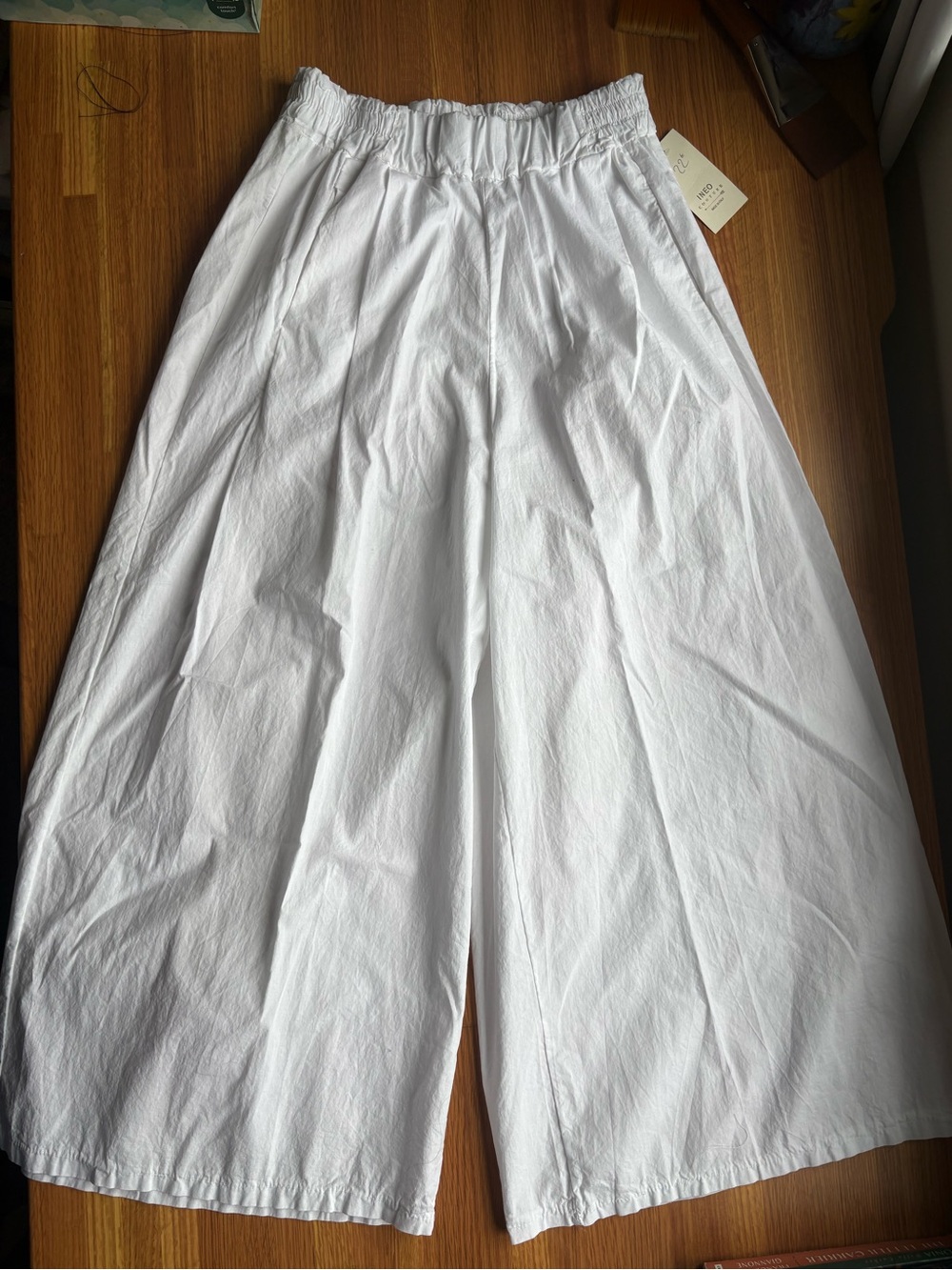 Women's White Wide-Leg Cotton Culottes